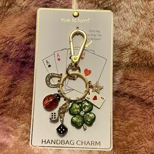 Keychain True to Form Green Clover Handbag Charm with Lucky Charms